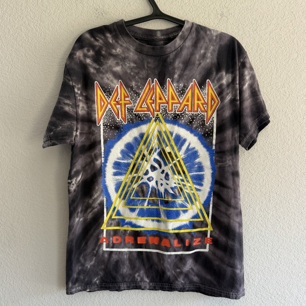 Def Leppard Shirt Mens Medium Gray Adrenalize Tie Dye Graphic Rock Band Tee